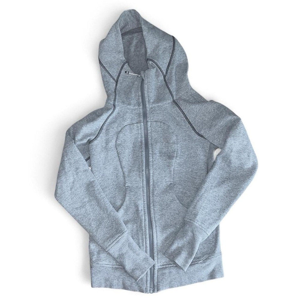 lululemon athletica scuba thick knit jacket in heather gray